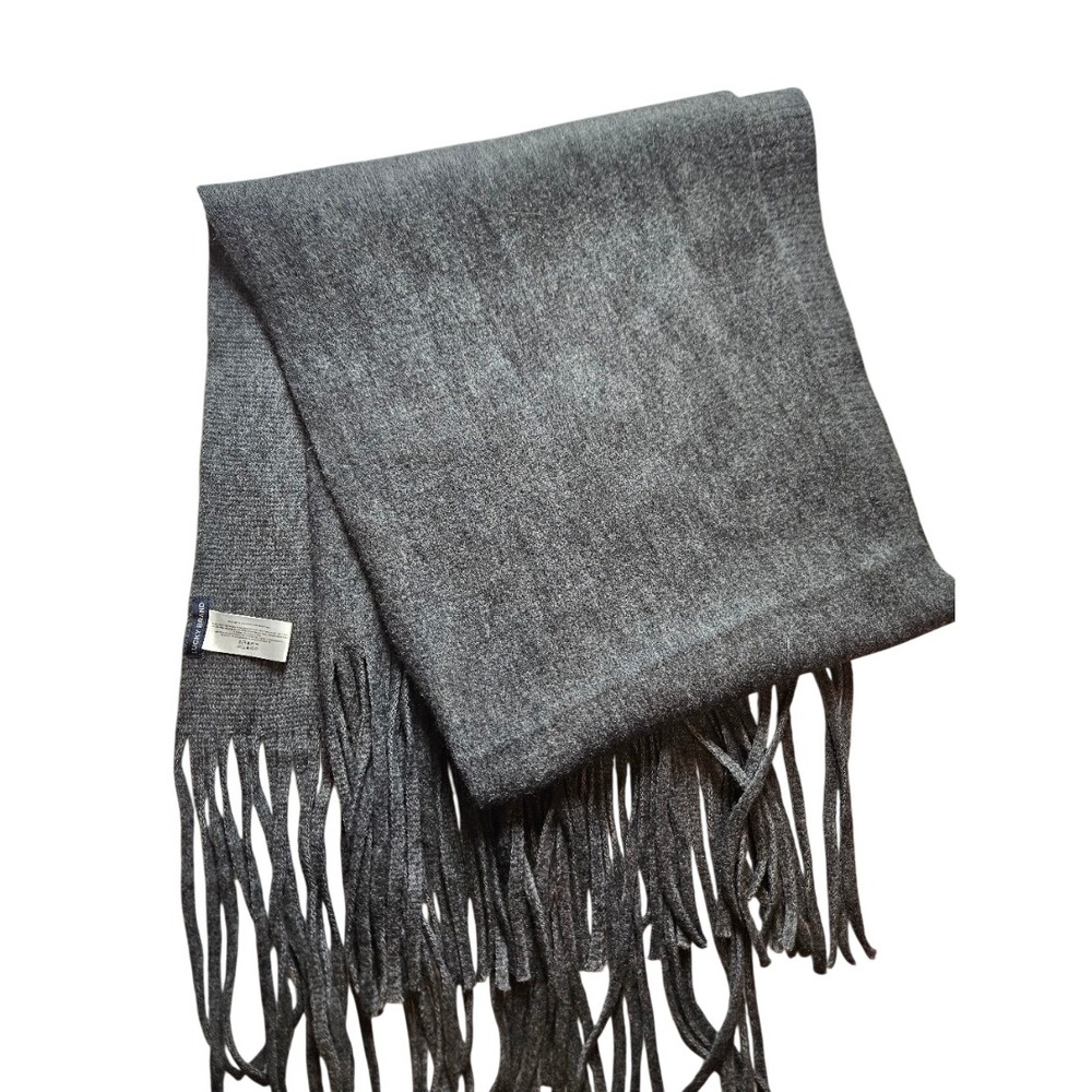 Lucky Brand Charcoal Gray Knit Fringe Scarf Soft‎ Winter Wrap Rectangle One Size